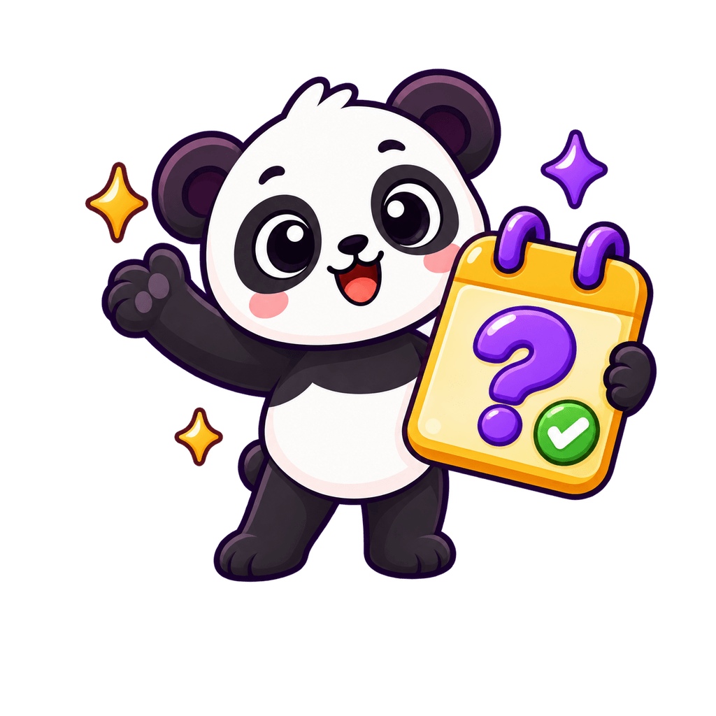 Panda con el calendario del reto diario
