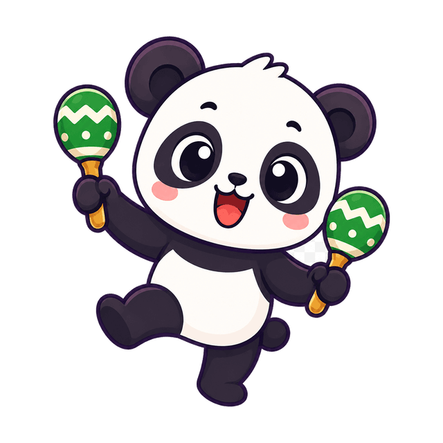 Pandy bailando con maracas