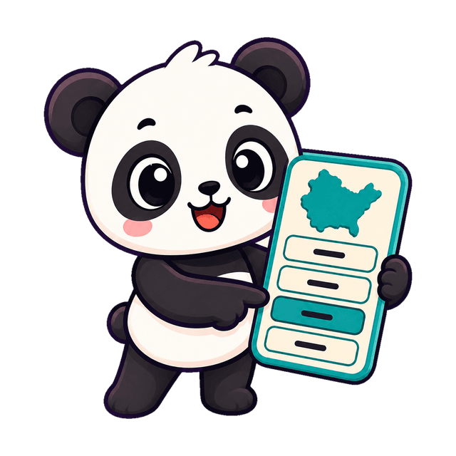 Pandy señalando una lista de nombres de países en una tablet